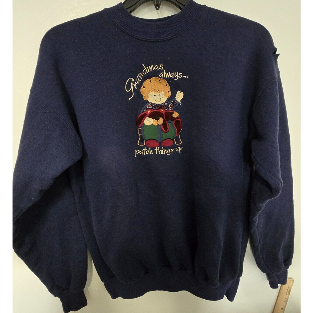 MC Energy Sportswear VTG Grandmans always patch things up Size XL Sweater Blue